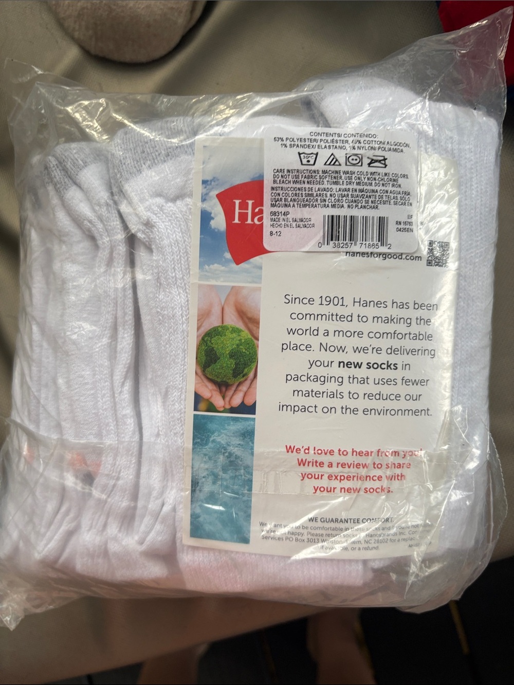 Hanes White Crew Socks Pack - White